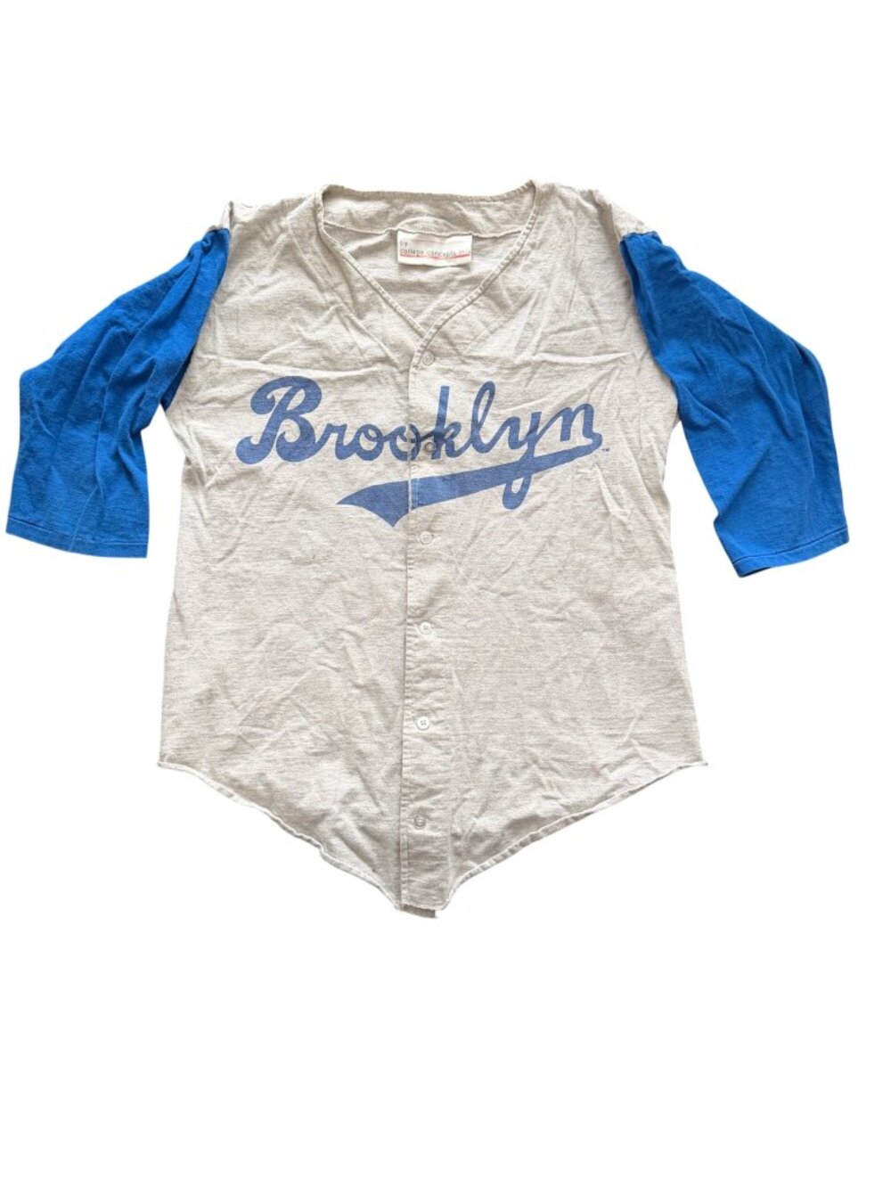 Vintage Brooklyn Baseball-Style Button-Up Shirt By College Concepts Gray & Blue